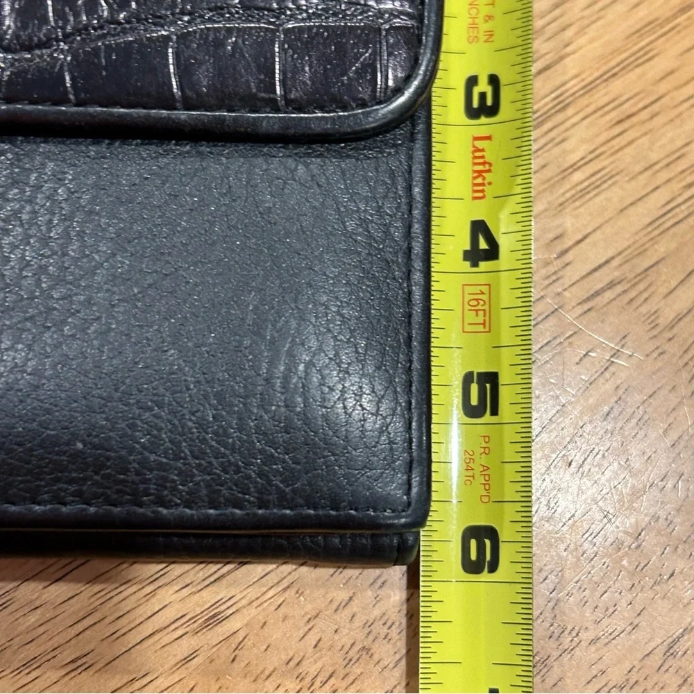 Brighton Black Croc-Embossed Leather Crossbody Key & Card Holder